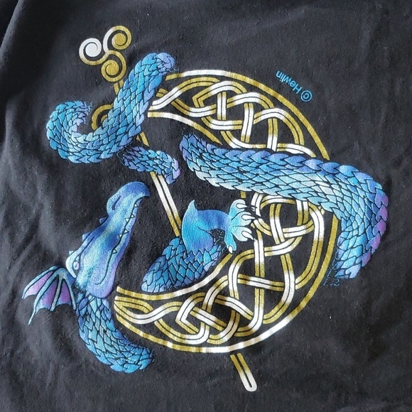 90s Vintage tee hewlin dragon art tattoo stiles Rare retro - Picture 3 of 8